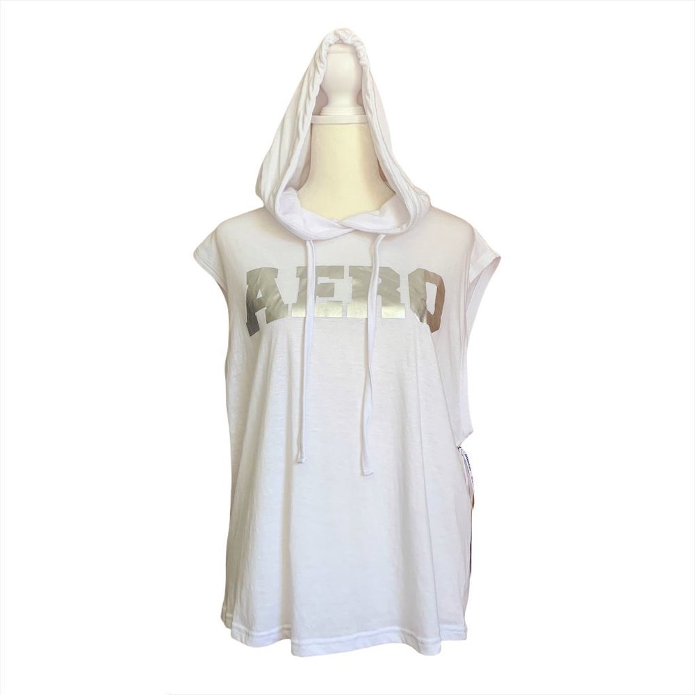 NWT -Aeropostale Sleeveless White Hoodie (Size: M)
